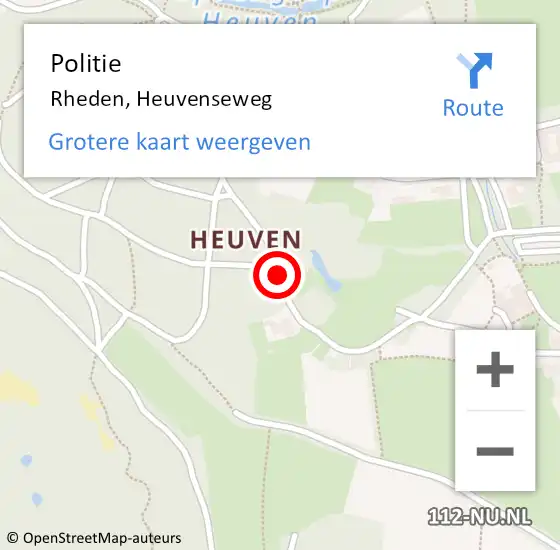 Locatie op kaart van de 112 melding: Politie Rheden, Heuvenseweg op 29 juni 2014 16:21