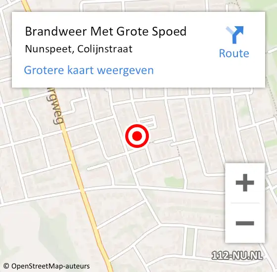 Locatie op kaart van de 112 melding: Brandweer Met Grote Spoed Naar Nunspeet, Colijnstraat op 17 november 2021 09:38