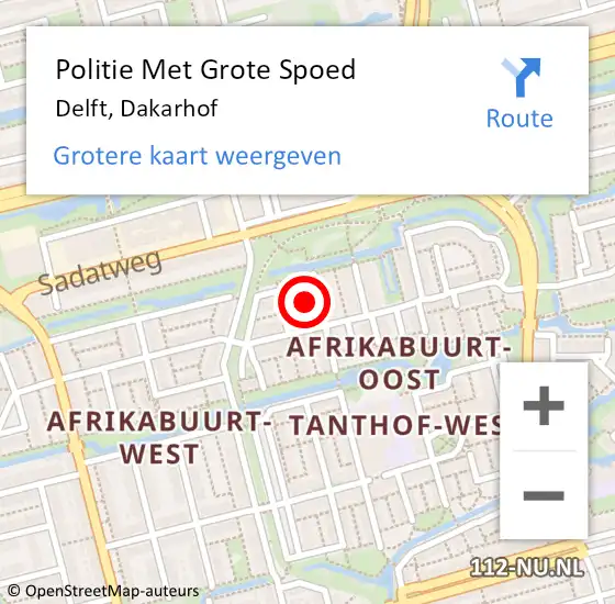 Locatie op kaart van de 112 melding: Politie Met Grote Spoed Naar Delft, Dakarhof op 17 november 2021 09:54