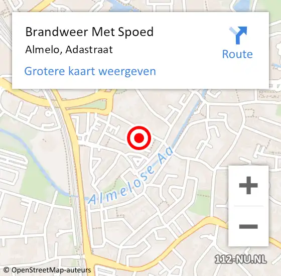 Locatie op kaart van de 112 melding: Brandweer Met Spoed Naar Almelo, Adastraat op 17 november 2021 10:06