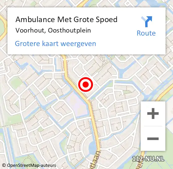 Locatie op kaart van de 112 melding: Ambulance Met Grote Spoed Naar Voorhout, Oosthoutplein op 17 november 2021 10:22