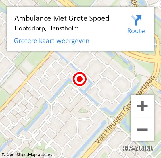 Locatie op kaart van de 112 melding: Ambulance Met Grote Spoed Naar Hoofddorp, Hanstholm op 17 november 2021 10:22