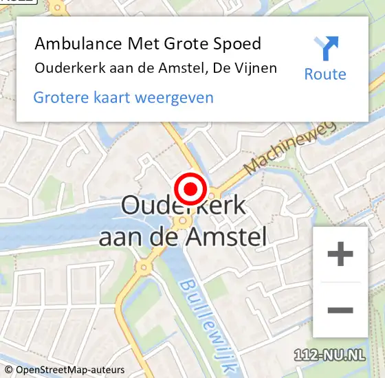 Locatie op kaart van de 112 melding: Ambulance Met Grote Spoed Naar Ouderkerk aan de Amstel, De Vijnen op 17 november 2021 10:27