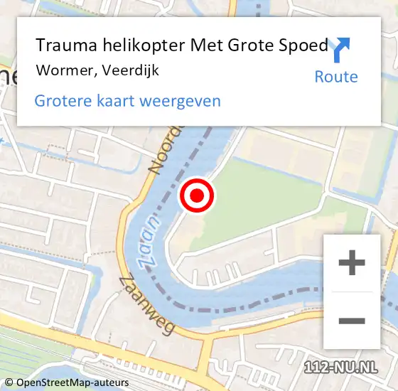 Locatie op kaart van de 112 melding: Trauma helikopter Met Grote Spoed Naar Wormer, Veerdijk op 17 november 2021 10:37