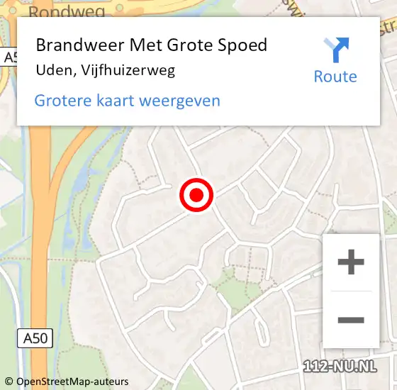 Locatie op kaart van de 112 melding: Brandweer Met Grote Spoed Naar Uden, Vijfhuizerweg op 17 november 2021 11:06