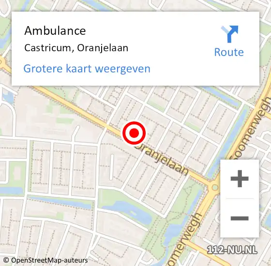 Locatie op kaart van de 112 melding: Ambulance Castricum, Oranjelaan op 17 november 2021 11:45