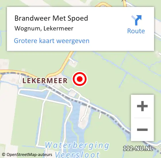 Locatie op kaart van de 112 melding: Brandweer Met Spoed Naar Wognum, Lekermeer op 17 november 2021 11:49