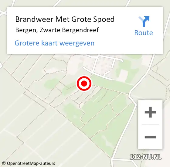 Locatie op kaart van de 112 melding: Brandweer Met Grote Spoed Naar Bergen, Zwarte Bergendreef op 29 juni 2014 16:40