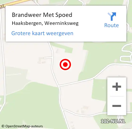 Locatie op kaart van de 112 melding: Brandweer Met Spoed Naar Haaksbergen, Weerninksweg op 17 november 2021 11:56