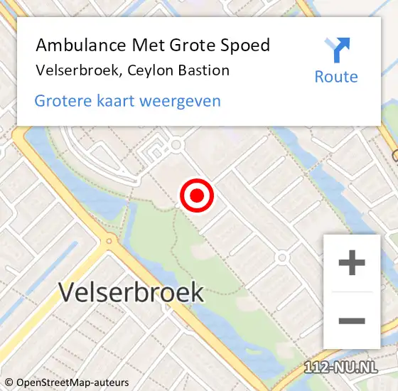 Locatie op kaart van de 112 melding: Ambulance Met Grote Spoed Naar Velserbroek, Ceylon Bastion op 17 november 2021 12:02