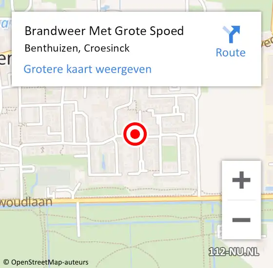 Locatie op kaart van de 112 melding: Brandweer Met Grote Spoed Naar Benthuizen, Croesinck op 17 november 2021 12:20