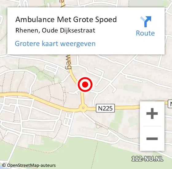 Locatie op kaart van de 112 melding: Ambulance Met Grote Spoed Naar Rhenen, Oude Dijksestraat op 17 november 2021 12:56