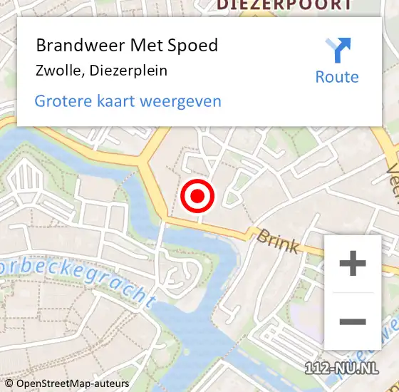 Locatie op kaart van de 112 melding: Brandweer Met Spoed Naar Zwolle, Diezerplein op 17 november 2021 13:05