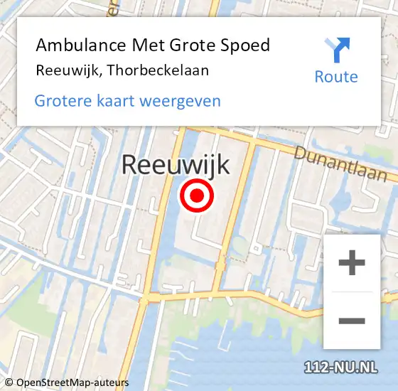 Locatie op kaart van de 112 melding: Ambulance Met Grote Spoed Naar Reeuwijk, Thorbeckelaan op 17 november 2021 13:17