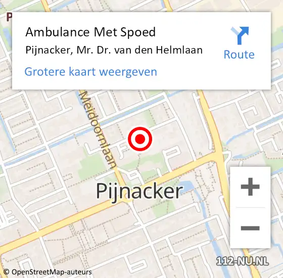 Locatie op kaart van de 112 melding: Ambulance Met Spoed Naar Pijnacker, Mr. Dr. van den Helmlaan op 17 november 2021 13:34