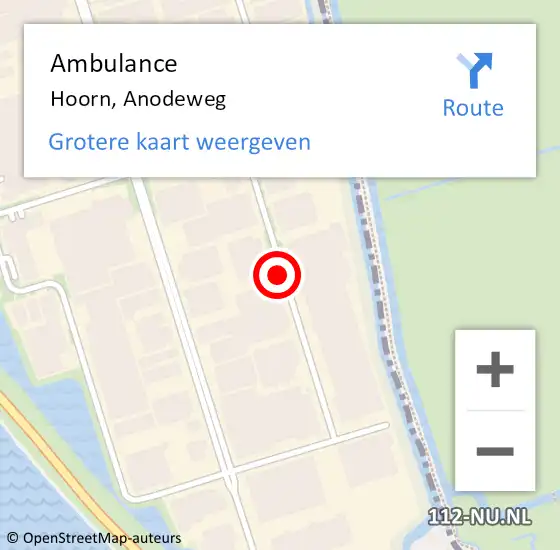 Locatie op kaart van de 112 melding: Ambulance Hoorn, Anodeweg op 17 november 2021 13:46