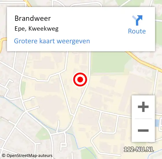 Locatie op kaart van de 112 melding: Brandweer Epe, Kweekweg op 17 november 2021 13:51