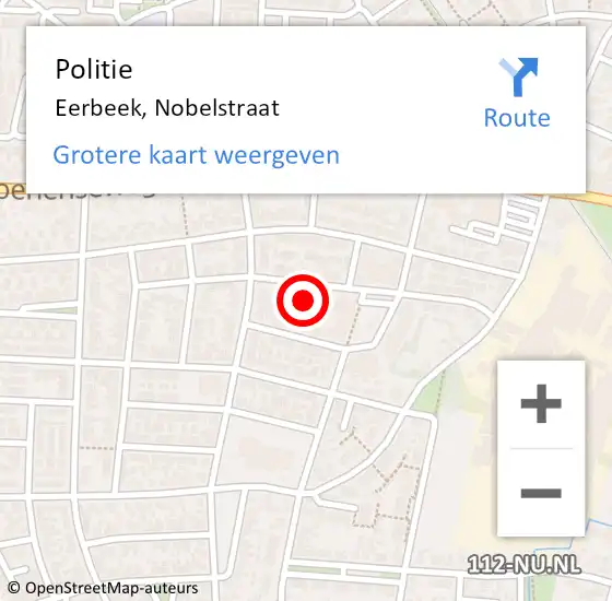 Locatie op kaart van de 112 melding: Politie Eerbeek, Nobelstraat op 17 november 2021 13:57