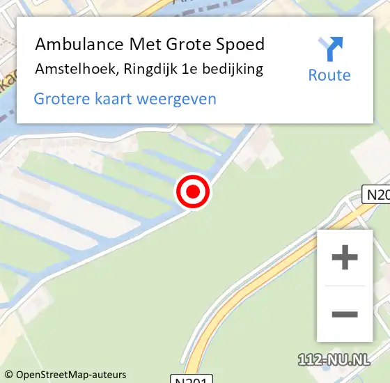 Locatie op kaart van de 112 melding: Ambulance Met Grote Spoed Naar Amstelhoek, Ringdijk 1e bedijking op 17 november 2021 13:58