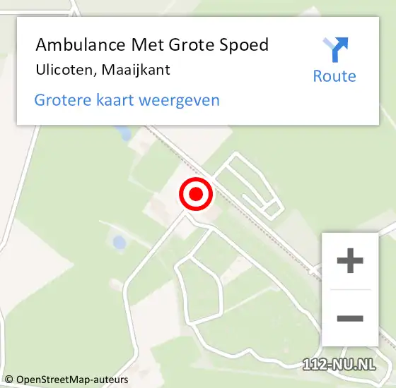 Locatie op kaart van de 112 melding: Ambulance Met Grote Spoed Naar Ulicoten, Maaijkant op 29 juni 2014 16:58