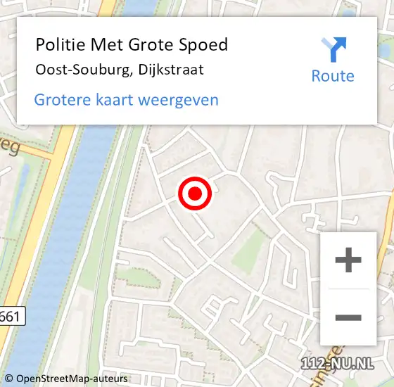 Locatie op kaart van de 112 melding: Politie Met Grote Spoed Naar Oost-Souburg, Dijkstraat op 17 november 2021 14:01