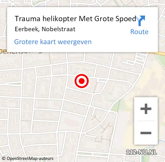 Locatie op kaart van de 112 melding: Trauma helikopter Met Grote Spoed Naar Eerbeek, Nobelstraat op 17 november 2021 14:03