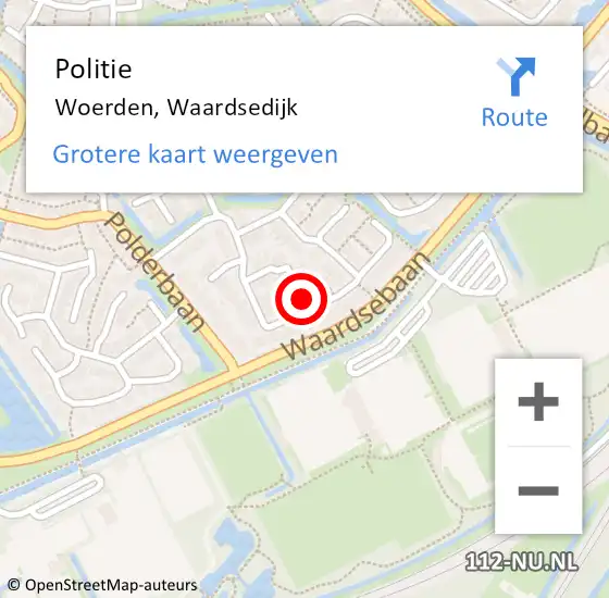 Locatie op kaart van de 112 melding: Politie Woerden, Waardsedijk op 17 november 2021 14:07