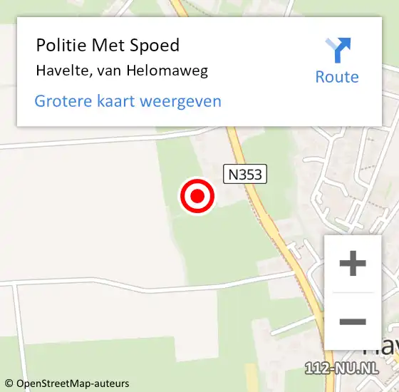 Locatie op kaart van de 112 melding: Politie Met Spoed Naar Havelte, van Helomaweg op 17 november 2021 14:53