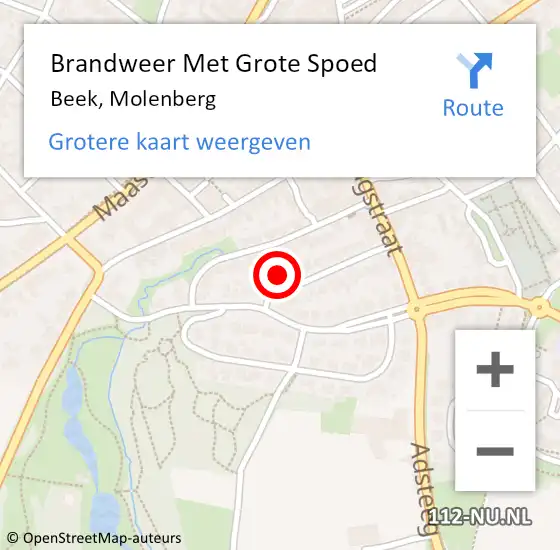 Locatie op kaart van de 112 melding: Brandweer Met Grote Spoed Naar Beek, Molenberg op 17 november 2021 15:13