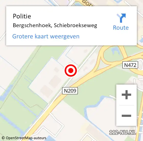 Locatie op kaart van de 112 melding: Politie Bergschenhoek, Schiebroekseweg op 17 november 2021 15:51