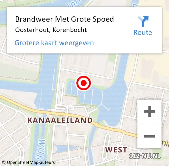 Locatie op kaart van de 112 melding: Brandweer Met Grote Spoed Naar Oosterhout, Korenbocht op 17 november 2021 15:58