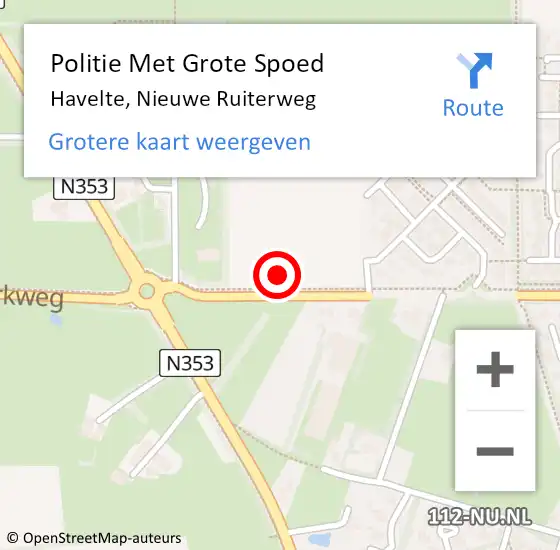 Locatie op kaart van de 112 melding: Politie Met Grote Spoed Naar Havelte, Nieuwe Ruiterweg op 17 november 2021 16:02