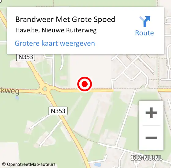 Locatie op kaart van de 112 melding: Brandweer Met Grote Spoed Naar Havelte, Nieuwe Ruiterweg op 17 november 2021 16:03