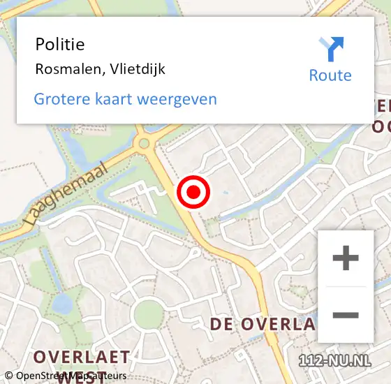 Locatie op kaart van de 112 melding: Politie Rosmalen, Vlietdijk op 17 november 2021 16:09