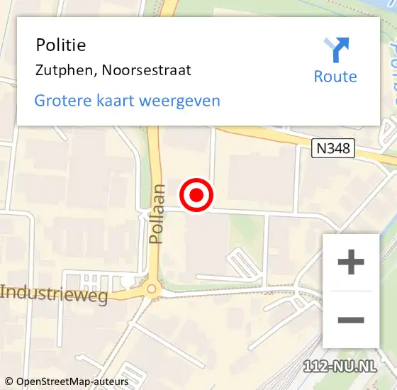 Locatie op kaart van de 112 melding: Politie Zutphen, Noorsestraat op 17 november 2021 16:10