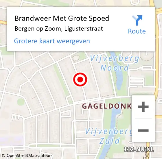 Locatie op kaart van de 112 melding: Brandweer Met Grote Spoed Naar Bergen op Zoom, Ligusterstraat op 17 november 2021 16:34