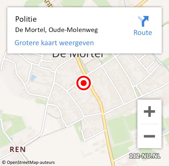 Locatie op kaart van de 112 melding: Politie De Mortel, Oude-Molenweg op 17 november 2021 16:34