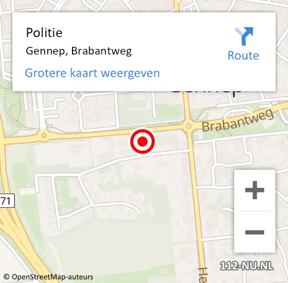 Locatie op kaart van de 112 melding: Politie Gennep, Brabantweg op 17 november 2021 16:37