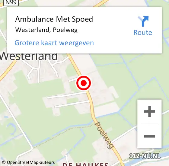 Locatie op kaart van de 112 melding: Ambulance Met Spoed Naar Westerland, Poelweg op 17 november 2021 16:40