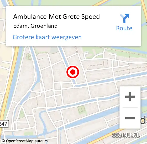 Locatie op kaart van de 112 melding: Ambulance Met Grote Spoed Naar Edam, Groenland op 17 november 2021 16:56