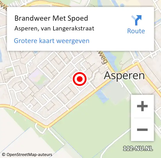 Locatie op kaart van de 112 melding: Brandweer Met Spoed Naar Asperen, van Langerakstraat op 17 november 2021 16:59