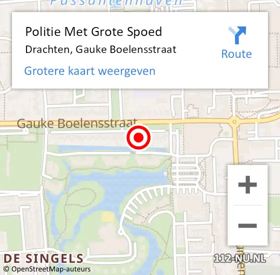 Locatie op kaart van de 112 melding: Politie Met Grote Spoed Naar Drachten, Gauke Boelensstraat op 17 november 2021 17:06