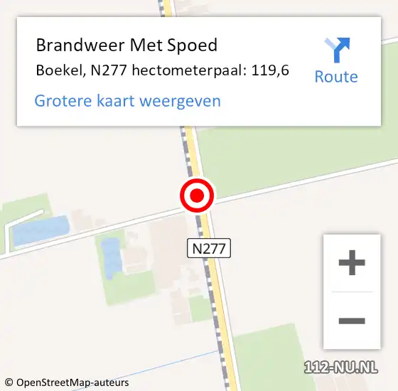 Locatie op kaart van de 112 melding: Brandweer Met Spoed Naar Boekel, N277 hectometerpaal: 119,6 op 17 november 2021 17:12