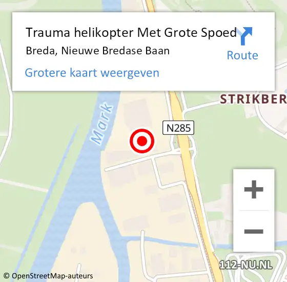 Locatie op kaart van de 112 melding: Trauma helikopter Met Grote Spoed Naar Breda, Nieuwe Bredase Baan op 17 november 2021 17:46