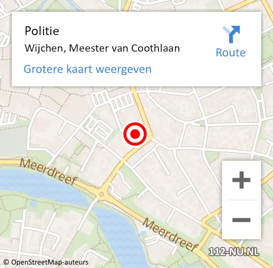 Locatie op kaart van de 112 melding: Politie Wijchen, Meester van Coothlaan op 17 november 2021 17:59