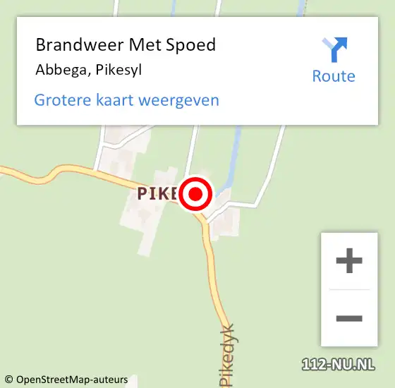 Locatie op kaart van de 112 melding: Brandweer Met Spoed Naar Abbega, Pikesyl op 29 juni 2014 17:40
