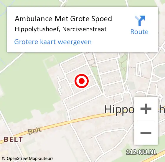 Locatie op kaart van de 112 melding: Ambulance Met Grote Spoed Naar Hippolytushoef, Narcissenstraat op 17 november 2021 18:07