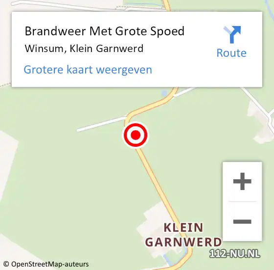 Locatie op kaart van de 112 melding: Brandweer Met Grote Spoed Naar Winsum, Klein Garnwerd op 17 november 2021 18:17