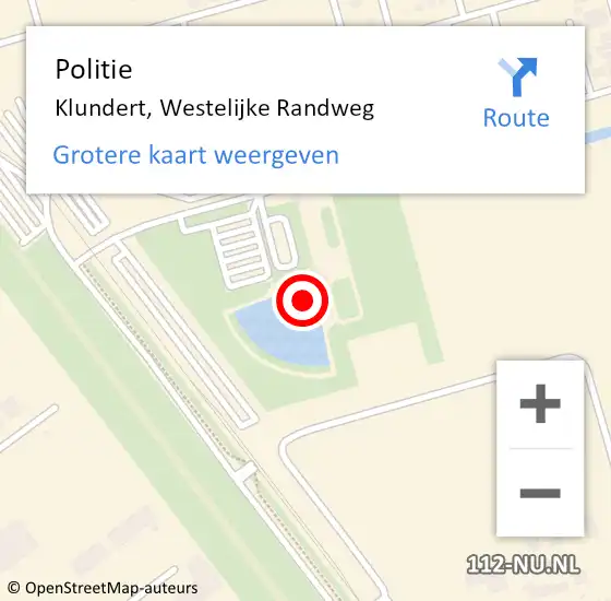 Locatie op kaart van de 112 melding: Politie Klundert, Westelijke Randweg op 17 november 2021 18:20