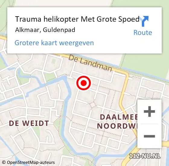 Locatie op kaart van de 112 melding: Trauma helikopter Met Grote Spoed Naar Alkmaar, Guldenpad op 17 november 2021 18:30